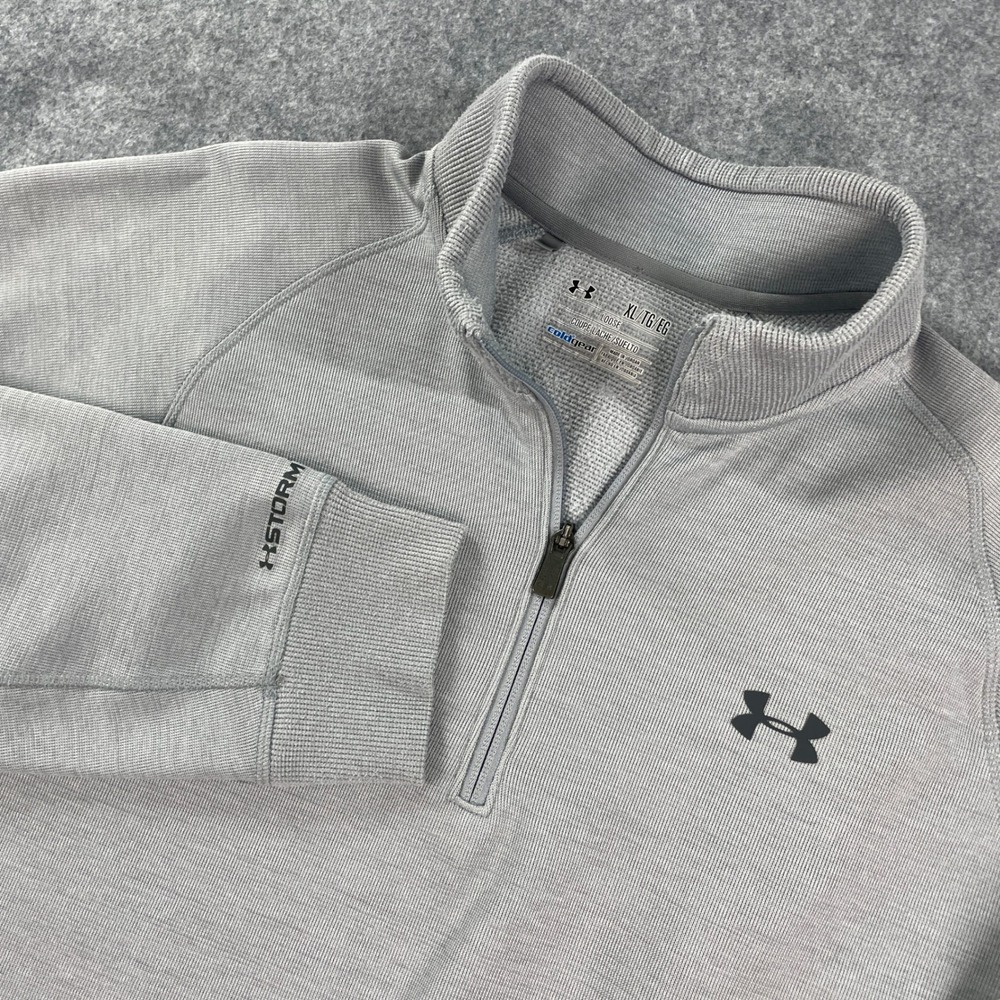 Under Armour ColdGear Mens Pullover XL Gray Long Sleeve Loose Fit Quarter Zip